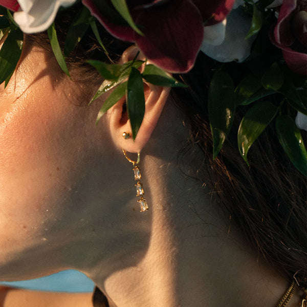 FE1670 925 Sterling Silver CZ Freshwater Pearl  Hoop Earring