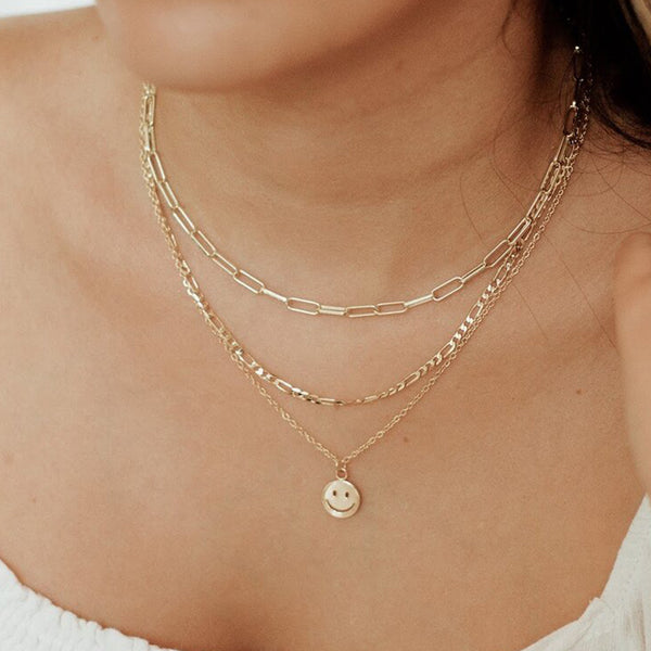 FX0523 925 Sterling Silver Smile Face Pendant Necklace