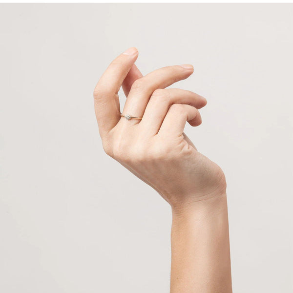 FJ0338 925 Sterling Silver Flower Zircon Ring