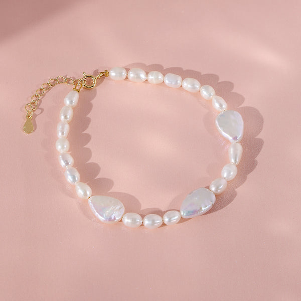 PB0044 925 Sterling Silver Waterdrop Freshwater Pearl Women Bracelets