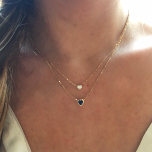 FX0435 925 Sterling Silver Blue Zircon Heart Necklace