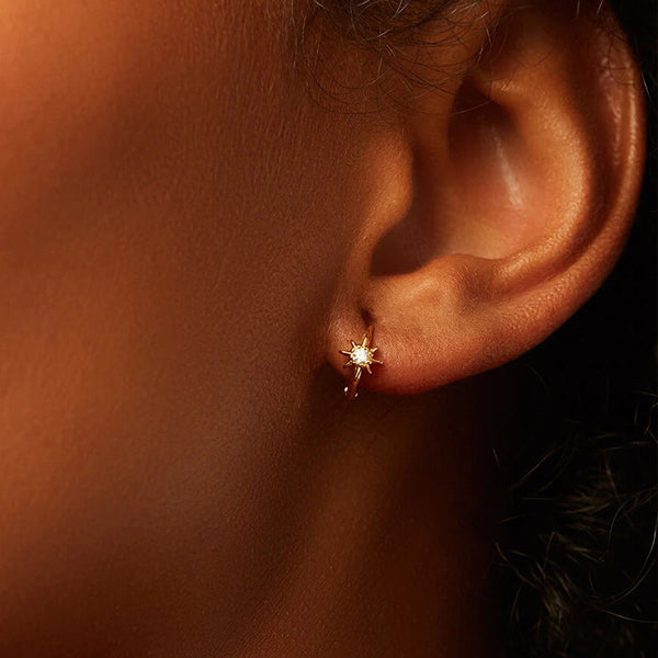 FE0883 925 Sterling Silver Sun Huggie Earrings