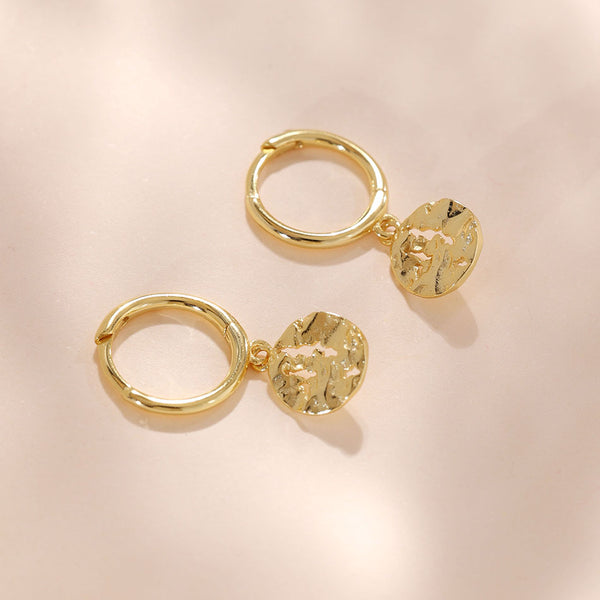 YHE0435 925 Sterling Silver Irregular Hammered Dangle Earring For Girls