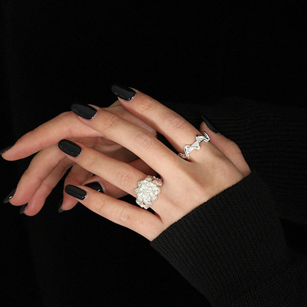 RHJ1121 925 Sterling Silver Wave Women Ring