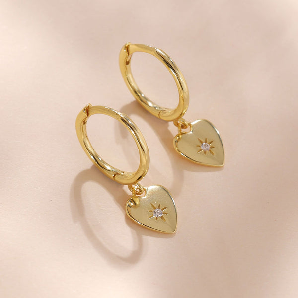 YHE0352 925 Sterling Silver Minimalist Heart Earring With CZ