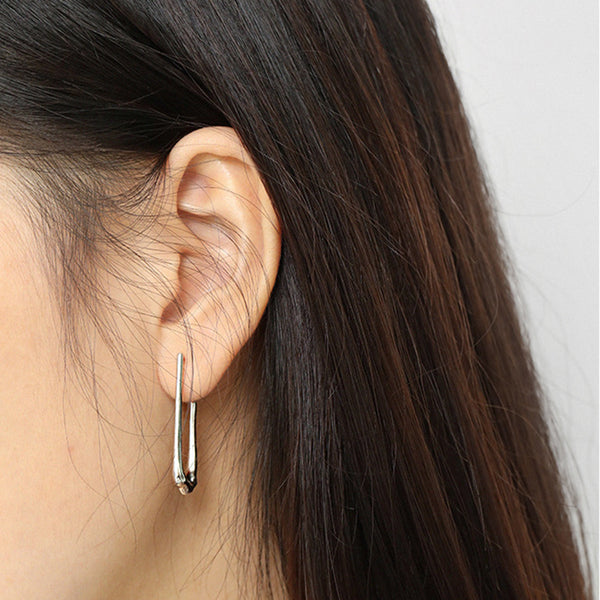RHE1098 925 Sterling Silver Irregular Pin Clip Women Earring
