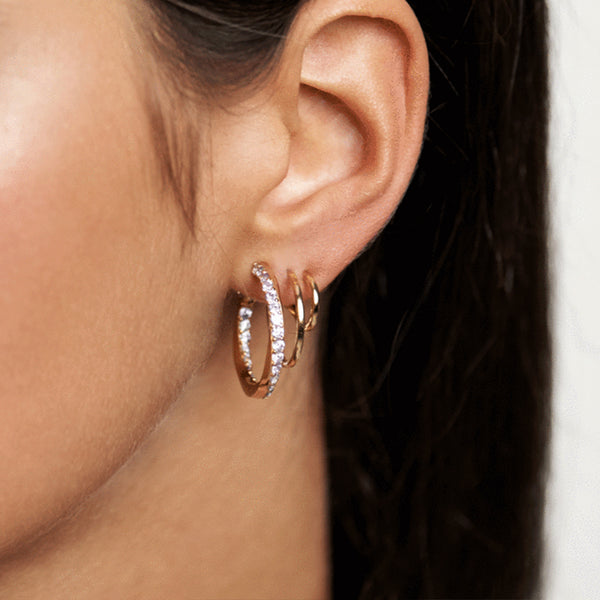 FE1402 925 Sterling Silver Triple Hoop Earrings