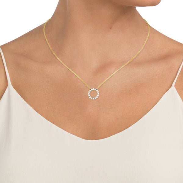 FX0636 925 Sterling Silver Circle Pearl Pendant Necklace