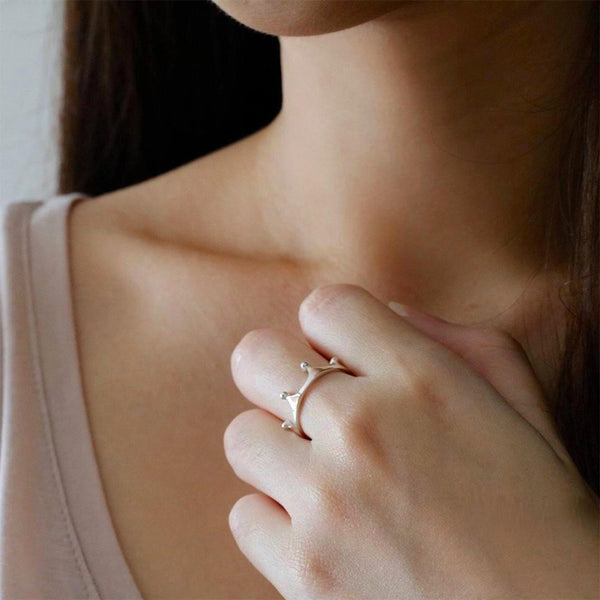 FJ0294 925 Sterling Silver Trendy Crown Ring