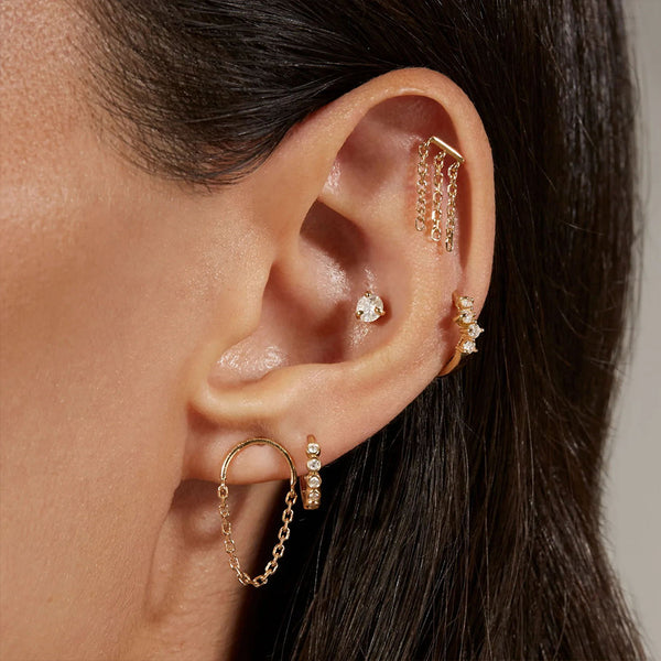 FE1928 925 Sterling Silver Dainty Link Chain Women Earring