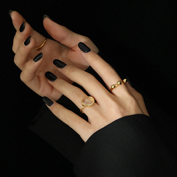 S925 RHJ1008 Moonstone Open Ring