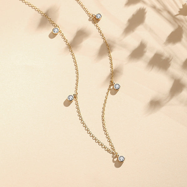 FX0286 925 Sterling Silver Diamonds Beaded Necklace