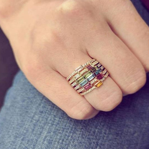 FJ0670 925 Sterling Silver Pave Cubic Zircon Band Ring