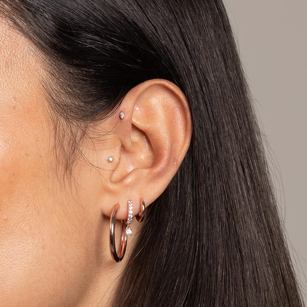 FE2009 925 Sterling Silver Minimalist Marquis Cubic Zirconia Stud Earrings