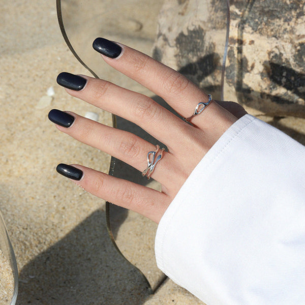 RHJ1092 925 Sterling Silver Irregular Heart Band Open Ring