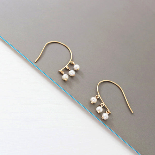 PE0056 925 Sterling Silver Freshwater Pearl Drop Hoop Earrings For Women