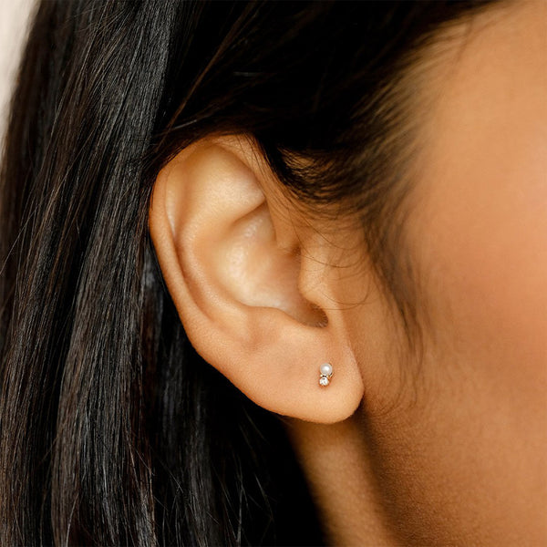 FE1567 925 Sterling Silver Pearl & Birthstone Stud Earrings