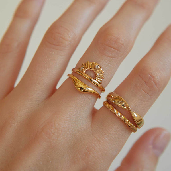 FJ0604 925 Sterling Silver Sunbeam Zirconia Band Ring