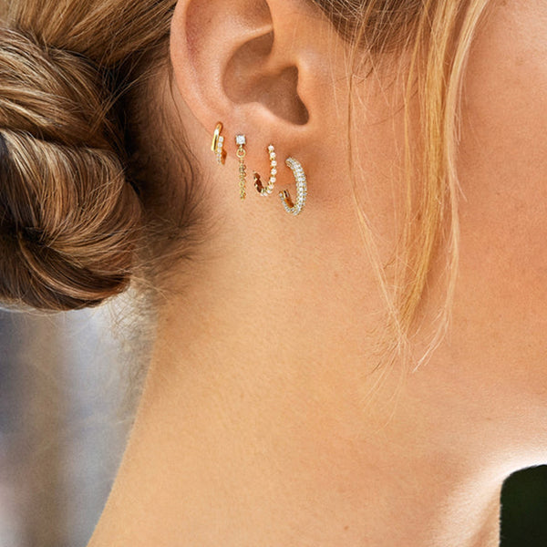 PE0014 Classic Freshwater Pearl Women Huggie Hoop Earrings