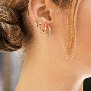 PE0014 Classic Freshwater Pearl Women Huggie Hoop Earrings