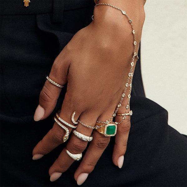 FJ0412 925 Sterling Silver Zircon Snake Coil Wrap Ring