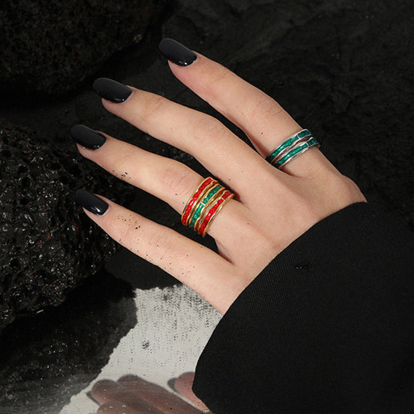 S925 RHJ1015 Enamel Open Ring
