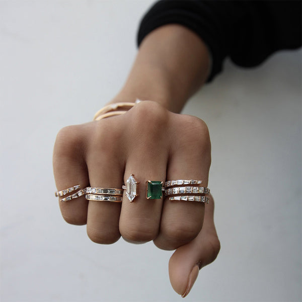 FJ0392 925 Sterling Silver Thicker Baguette Band Ring