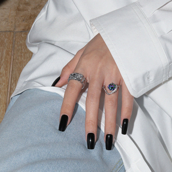 RHJ1125 925 Sterling Silver Heart Microset Zircon Open Ring