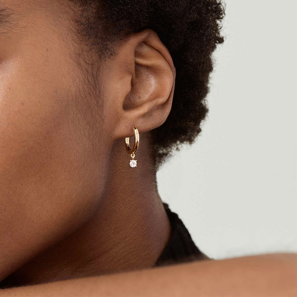 FE1837 925 Sterling Silver Zirconia Hoop Earring