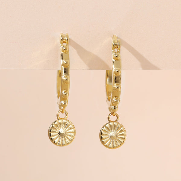 YHE0255 925 Sterling Silver Small Beads Round Coin Dangle Earring