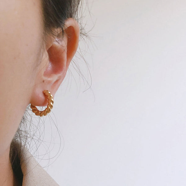 FE1183 925 Sterling Silver Twist Hoop Earrings