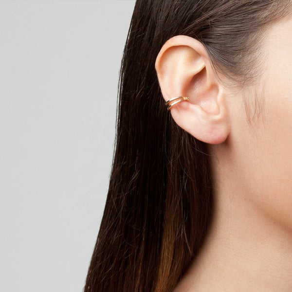 FE1405 925 Sterling Silver Simple Style Gold Earrings Cuff