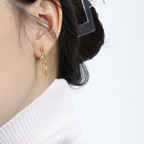 RHE1103 925 Sterling Silver Paperclip Chain Stud Earring