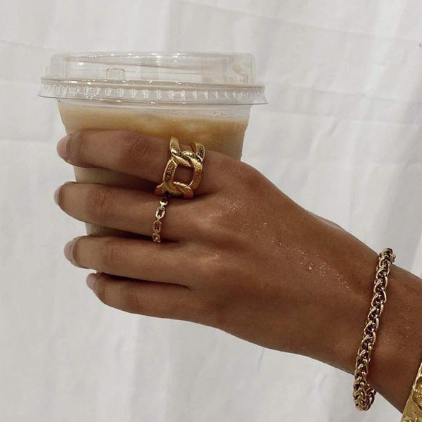 FJ0367 925 Sterling Silver Chain Link Rings