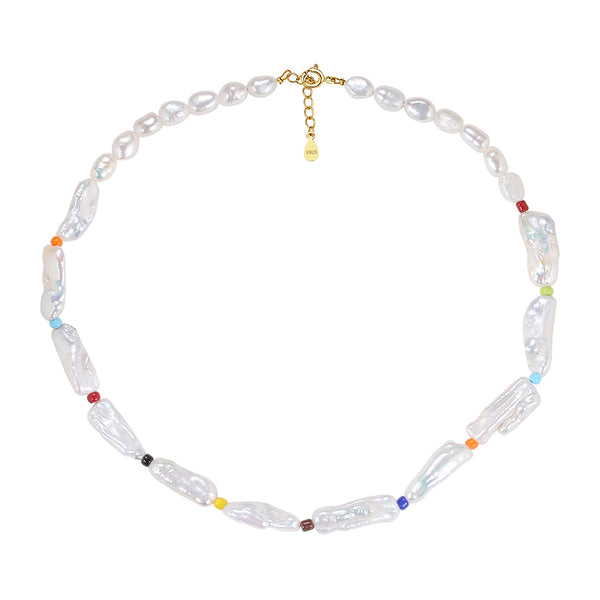 FX0744 925 Sterling Silver Irregular Freshwater Pearl Necklace