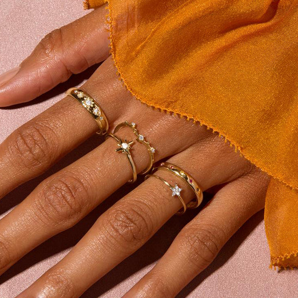 FJ0667 925 Sterling Silver North Star Zircon Ring