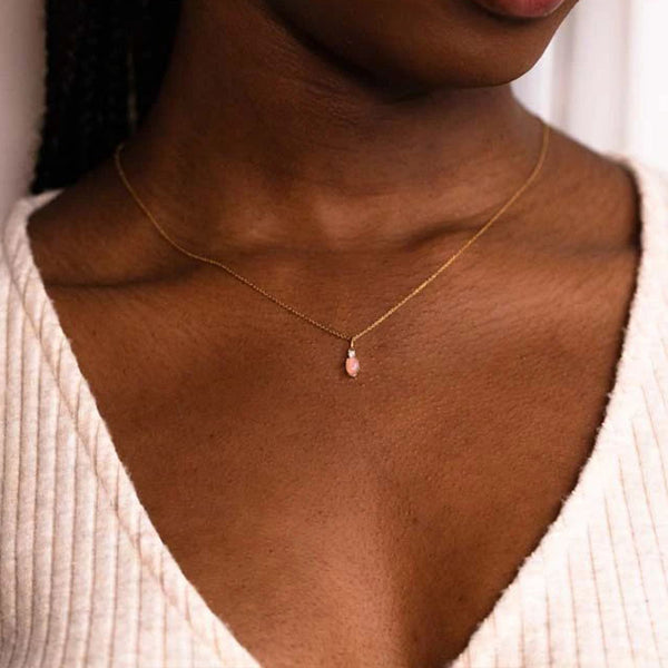 FX0547 925 Sterling Silver Opal Pendant Necklace