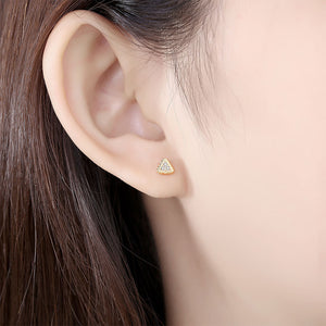 YE3281 925 Sterling Silver Sparkling Triangles Stud Earrings