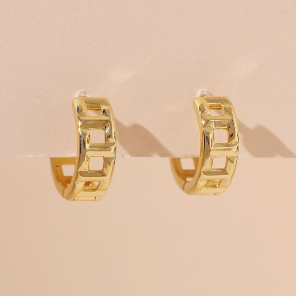 YHE0379 925 Sterling Silver T-shaped Hollow Earrings