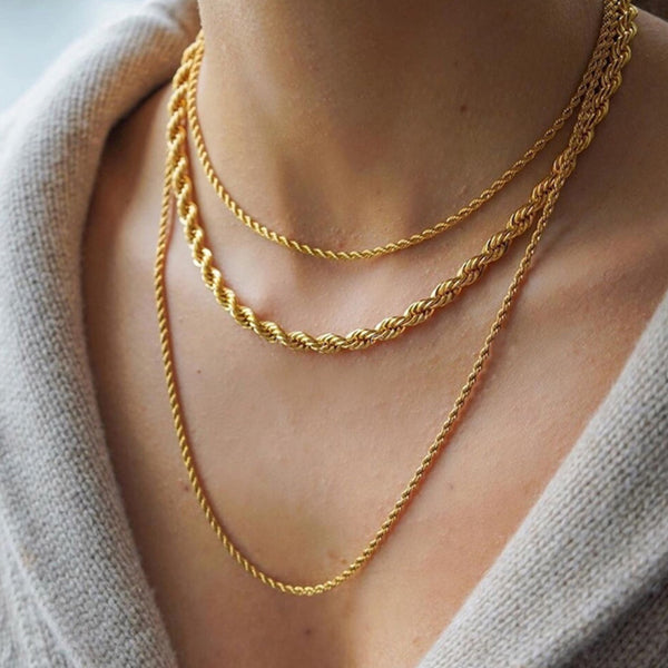 FX0381_35 925 Sterling Silver Rope Chain Necklace