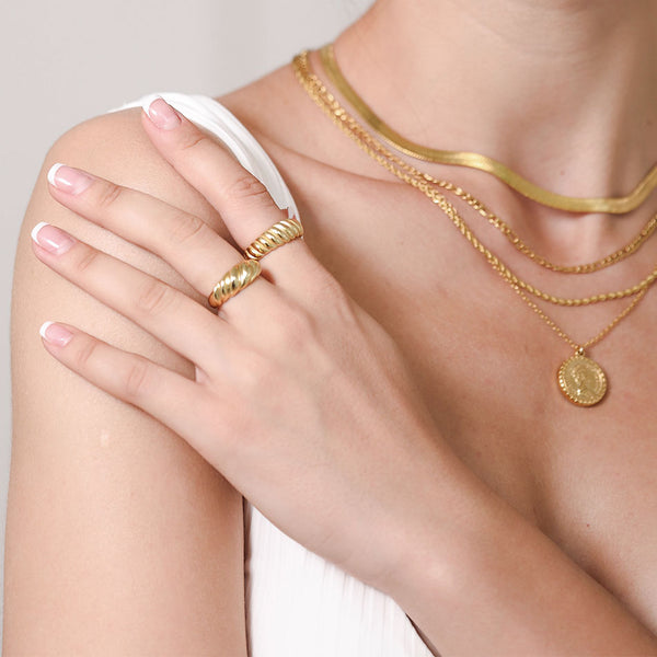 FJ0272 925 Sterling Silver Croissant Adjustable Ring