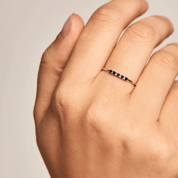 FJ0216 925 Sterling Silver Diamond Bar Ring