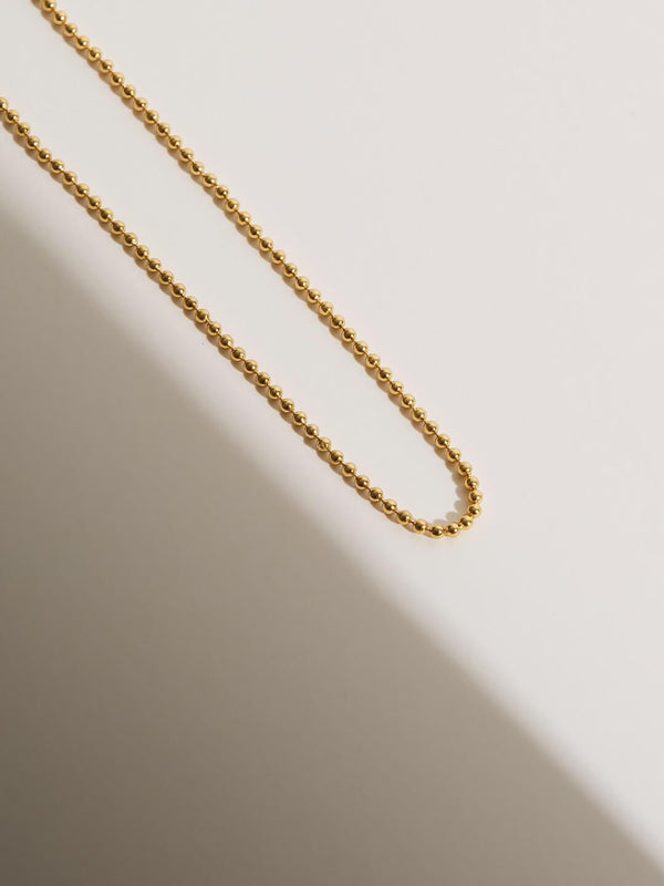 FX0646 925 Sterling Silver Gold Ball Slim Chain Necklace