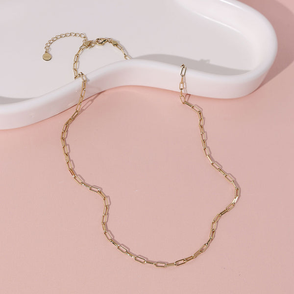 FX0892 925 Sterling Silver Boyfriend Bold Paperclip Chain Necklace