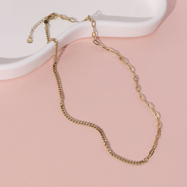 FX0894 925 Sterling Silver Mixed Link Chain Necklaces For Women