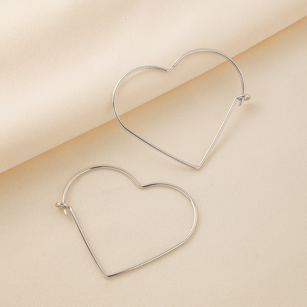 FE0108 925 Sterling Silver Sleek Small Heart Hoop Earrings
