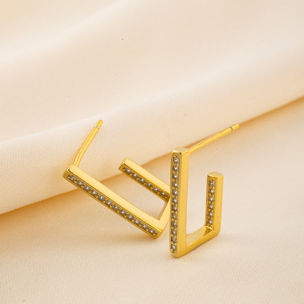 FE0536 925 Sterling Silver Rectangular Hoop Earrings