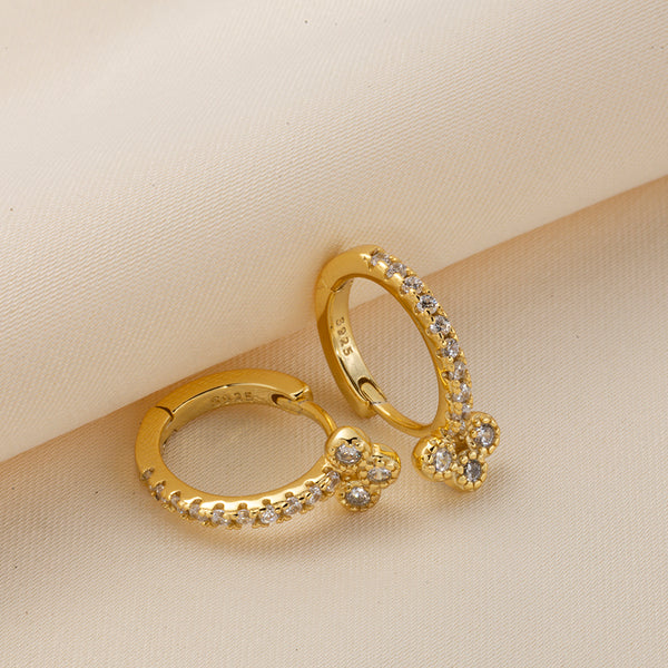 FE0630 925 Sterling Silver Zircon Hoop Earrings