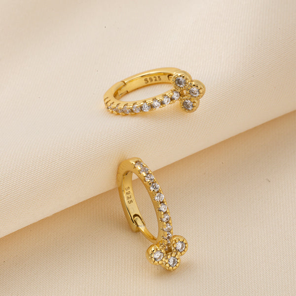 FE0630 925 Sterling Silver Zircon Hoop Earrings