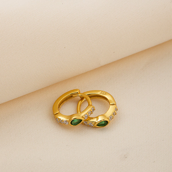 FE0782 925 Sterling Silver Crystal Teardrop Hoop Earrings